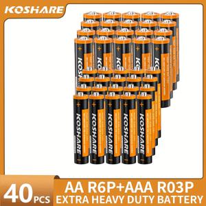 TEMU KOSHARE 고성능 일회용 AA/AAA 탄소 배터리, 80/40개 - 1.5V, 리모컨, 장난감, 손전등, 면도기, 알람 시계, 무선 마우스, 할로윈 호박 조명, 크리스마스 장식용 안정 전압