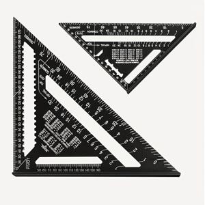 TEMU 알루미늄 합금 삼각자, 7인치 & 12인치 양면, 미터법 & 야드파운드 눈금, 45도 각도 자, 검정 산화, 무충전 정밀 도구 목공, 엔지니어링 및 DIY 프로젝트