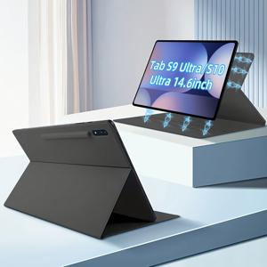 TEMU 삼성 갤럭시 Tab S10 울트라 2024/ S9 울트라 2023용 포켓 자석 케이스, 슬림 케이스, 14.6인치 삼성 갤럭시 다중 각도 커버, 포켓 자동 수면/각성 기능