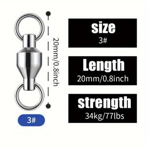 TEMU 소금물 민물 낚시에 사용되는 고강도 스테인레스 스틸 낚시 커넥터인 30개 세트의 1#-10# 볼 베어링 스위블