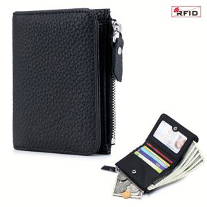 TEMU RFID 차단 여성 지갑, 패션 상피 가죽, 슬림한 짧은 지갑, 대용량, 일본 스타일, 지퍼 잠금, 폴리에스터 안감, 열쇠 체인 액세서리, 신용 카드 보관함, 대륙 형태 인자, 습식 클린, 엣지 페인트 - 인쇄 디자인 없음