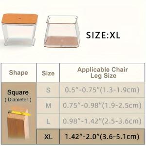 TEMU 8개 투명 사각 의자 다리 보호대, 펠트 패드 포함 - 소음 감소, 스크래치 방지 바닥 보호 커버, 가정 및 사무실 가구 발, 의자 다리 바닥 보호대