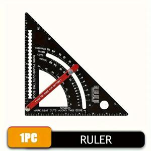 TEMU 1pc 알루미늄 합금 삼각자 - 내구성, 방청, 다각형 각도기, 정밀 목공 측정 도구