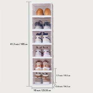 TEMU 1개, 6겹 현대식 접이식 신발장, 뚜껑이 있는 독립형 플라스틱 보관함, 쌓을 수 있고 투명하며 방진, 설치가 필요 없는 정리함