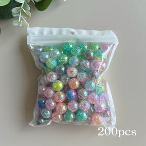 TEMU Sweetbeads UV 크랙크 비즈 - 200//50개, 16mm 아크릴 공예 비즈 DIY 키체인, 머리끈, 볼펜 & 팔찌용