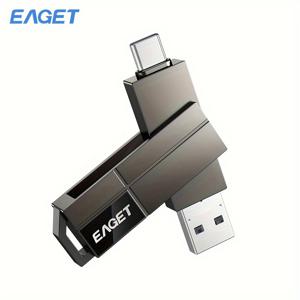 TEMU EAGET 2-in-1 듀얼 USB C 플래시 드라이브 - 64GB 메탈 쉘 메모리 스틱, 360도 회전, USB/Type-C 썸 드라이브, , iPad Pro, MacBook, 배터리 없는 USB3.2 외장 저장 장치