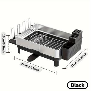 TEMU 스테인리스 스틸 주방 정리대 - 1단 접시 건조대, 배수 트레이, 주방용품 거치대 & 컵 랙, 수납 공간 절약 주방 액세서리|식기건조대|식기건조기