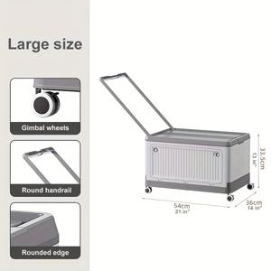 TEMU 다용도 접이식 보관함 뚜껑 & 바퀴 포함 - 방수, 방진 장난감, 책, 간식 & 티슈 정리함 - 침실, 거실, 옷장 & 차량 트렁크에 완벽, 후크