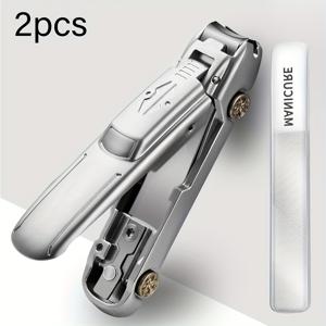 TEMU 2pcs 현대 스테인리스 스틸 네일 클리퍼 세트, Concave Blade Edge, 휴대용 대형 크기, 손톱 관리, 향수 없는, 손톱 파일 포함, 자동차 형태의 디자인, 방수, 남성 및 여성용