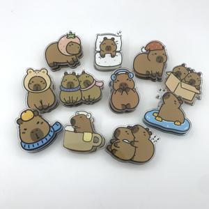 TEMU 11pcs 카피바라 만화 PVC 메모 거치대 세트, 귀여운 양면 접착 노트 클립, 다기능 아크릴 종이 및 스낵 클립, 크리스마스, 할로윈을 위한 카와이 문구 선물