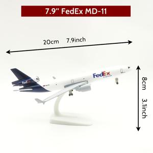 TEMU 페덱스 MD-11 금속 항공기 모형, 7.9인치 수집용 흰색 비행기 시뮬레이션, 책상 및 사무실 장식에 이상적, 항공 애호가를 위한 완벽한 선물