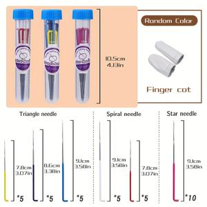 TEMU 35개의 바늘 펠팅 바늘, 별 모양 바늘, 나선형 바늘, 삼각형 펠팅 바늘, 컬러 펠팅 바늘, 펠팅 바늘 키트, DIY 펠팅 프로젝트용, 무작위 컬러의 손가락 커버