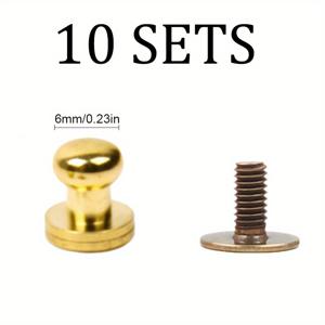 TEMU 10 세트 6mm 단단한 청동 원형 헤드 리벳, DIY 공예, 가죽 벨트, 시계 밴드 장식, 나일 버클 - 크래프팅 스타드