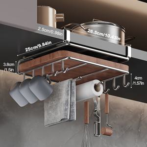 TEMU 스테인리스 스틸 주방 정리대 - 도마, 머그컵, 랩 및 냄비 뚜껑용 걸이형 수납 선반 - 광택 마감, 캐비닛 및 싱크대 아래 정리에 이상적