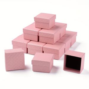 TEMU 24pcs 5X5X3.5Cm 크래프트 종이 링 박스, 웨딩 보석 포장 및 보관용 스폰지 포함, 보석 만들기 디스플레이 및 포장 용품, 비즈 및 보석 만들기