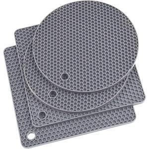 TEMU 4pcs HeatGuard 실리콘 트리브 매트 - 미끄럼 방지, 열 및 얼룩 방지, 멀티 퍼포먼스 주방 핫 패드, 냄비, 팬, 튼튼한 고무 병 오프너 및 코스터