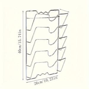 TEMU 스테인리스 스틸 냄비 뚜껑 정리대 - 벽걸이 팬 뚜껑 홀더 - 캐비닛 문 냄비 뚜껑 보관대 후크 포함 - 다목적 주방 정리용 매달 선반 - 금속