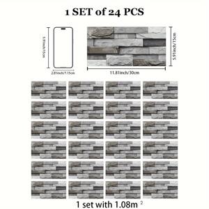 TEMU 24개 대리석 주방 타일 스티커 - 2D 효과, 자체 접착 및 방수, 백스플래시, 욕조 및 욕실 장식에 완벽, 11.81x5.91 인치