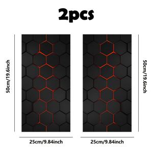 TEMU 2개 세트 공상 과학 테마 B-필러 데칼, 내구성 비닐, 반매트, 쉬운 적용, 방수, 육각형 벌집 패턴, 자체 접착, 일회용, 유리 및 금속 표면용