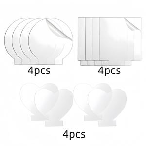 TEMU 12개 팩 아크릴 라운드 4개, 사각형 4개, 사랑 4개 모양 베이스 빈 DIY 교체 조각, 창작, 선물 및 휴일 파티 메시지 보드 좌석 카드에 적합