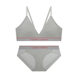 [매장정품] 코데즈컴바인 CODES COMBINE INNERWEAR 코튼 트라이앵글 브라렛 팬티 세트_멜란지그레이