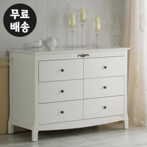 로엔 6칸 3단 서랍장 와이드 수납장 폭좁은 삼단(1200)