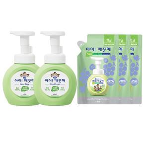 아이깨끗해 핸드워시 용기 청포도, 250ml, 2개 + 리필 청포도, 200ml, 3개