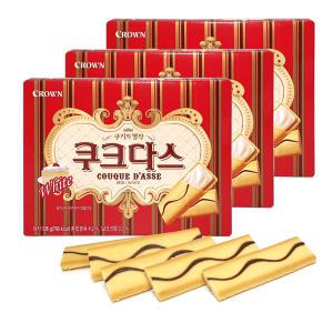 크라운 쿠크다스 화이트 (128g) x 3통 과자 간식 비스킷 쿠쿠다스