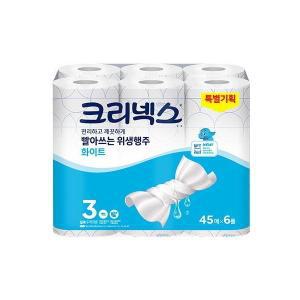 스카트 크리넥스 빨아쓰는 위생행주 화이트 45매x6롤