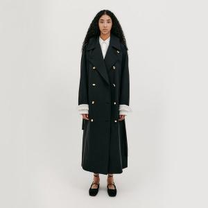 [EENK](센텀시티점)Oversized Trench Coat with Scarf - Black