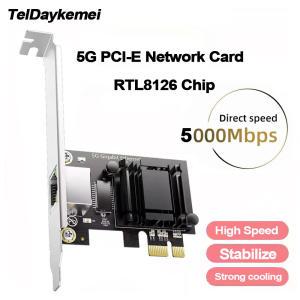 무선랜카드 기가비트 이더넷 PCI 익스프레스 네트워크 카드 데스크탑용 5G PCIe to RJ45 RTL8126 칩 10 100 2500 5000Mbps 1Gbps 5Gbps