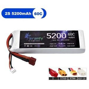 드론 배터리 드론용 보트 XT90 Lipo 예비 Deans RC 2S 5200MAH 포함 커넥터 쿼드콥터 XT60 T 7 4V 헬리콥터 60C