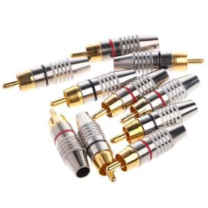 10pcs RCA 남성 플러그 오디오 비디오 케이블 스피커 커넥터 잠글 수있는 조절 가능한 골드 플레이트 오디오 플러그 Rca 남성 플러그 45mm