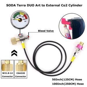 소다 빠른 연결 Terra DUO Art-외부 Co2 탱크 어댑터 호스 키트 게이지 빠른 연결 해제가 있는 Sodastream에 적합
