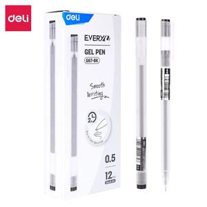 델리 12pcs 품질 0.5mm 젤 펜 3 색 대용량 볼펜 Kawaii 중립 펜 사무실 학교 쓰기 용품