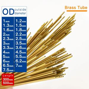 황동 튜브 OD1-7.5mm 길이 300 500mm 원형 황동 합금 파이프 직선형 작은 외경 마감 그리기 정밀한 두께 0.2-3