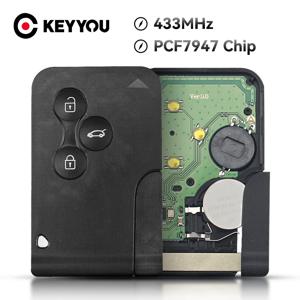 KEYYOU 3 버튼 스마트 카드 키 434Mhz ID46 PCF7947 칩 Renault Clio Logan Megane 2 3 경치 좋은 원격 PCB 자동차 키 카드 키