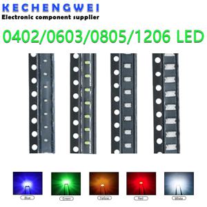 100pcs 0402 0603 0805 1206 smd led 빨간색 노란색 녹색 흰색 파란색 주황색 발광 다이오드 물 맑은 LED 빛 다이오드 세트