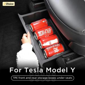 Tesla Model Y 2017-2024 용 TPE 언더 시트 보관함 센터 콘솔 주최자 상자 앞좌석 뒷좌석 가방 쓰레기통 액세서리