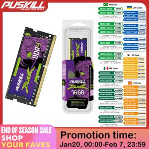 PUSKILL-고성능 노트북 메모리 램, DDR4 8GB 4GB 16GB 2400mhz 2133 2666mhz Sodimm