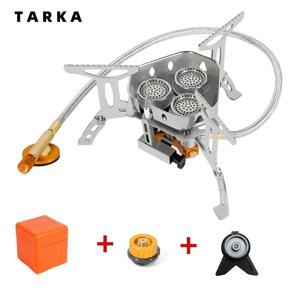 TARKA 3 헤드 가스 스토브 관광 캠핑 버너 접이식 배낭 용광로 5800W 야외 하이킹 피크닉 바베큐 요리 장비