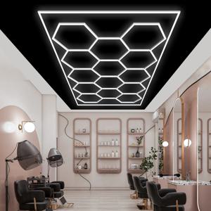 차고 조명 육각형 램프 110-240V LED 튜브 벌집 이발소 천장 조명 워크샵 4S 자동차 쇼 자동차 바디 수리 체육관