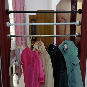 확장 가능한 텔레스코픽 커튼 막대 레일 옷장 옷장 옷 수건 교수형 극 욕실 샤워 옷 걸이 수건 바