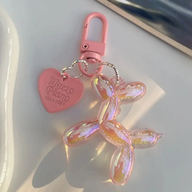 DIY 캔디 컬러 여자를위한 달콤한 수지 풍선 개 키 체인 여자 동물 모양의 전화 체인 키 버클 액세서리 가방 펜던트