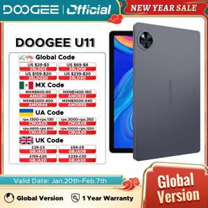 DOOGEE U11 안드로이드 15 태블릿, 11 인치 울트라 클리어 90Hz 디스플레이, Unisoc T606 옥타코어 듀얼 스피커, 16GB(4 + 12), 128GB, 8580mAh 배터리