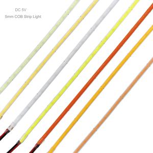 5V 5mm COB 라이트 스트립 디밍 가능 테이프 리본 320 Led/m 장식 조명용 유연한 라이트 바 3000K 4000K 5700K