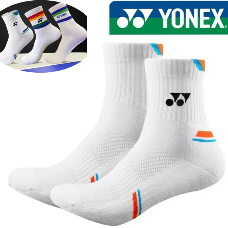 YONEX 남녀공용 스포츠 러닝 양말, 야외 캐주얼 운동 미드 종아리 양말, 농구 배드민턴 요가 통기성 양말, 1/3 쌍