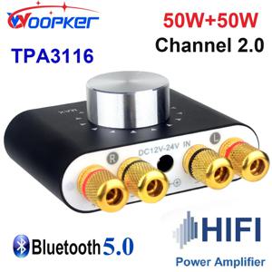 Woopker 디지털 오디오 증폭기 X24 Tpa3116 50Wx2 Hifi 스테레오 홈 오디오 수신기 파워 앰프 Bluetooth 5.0 사운드 앰프