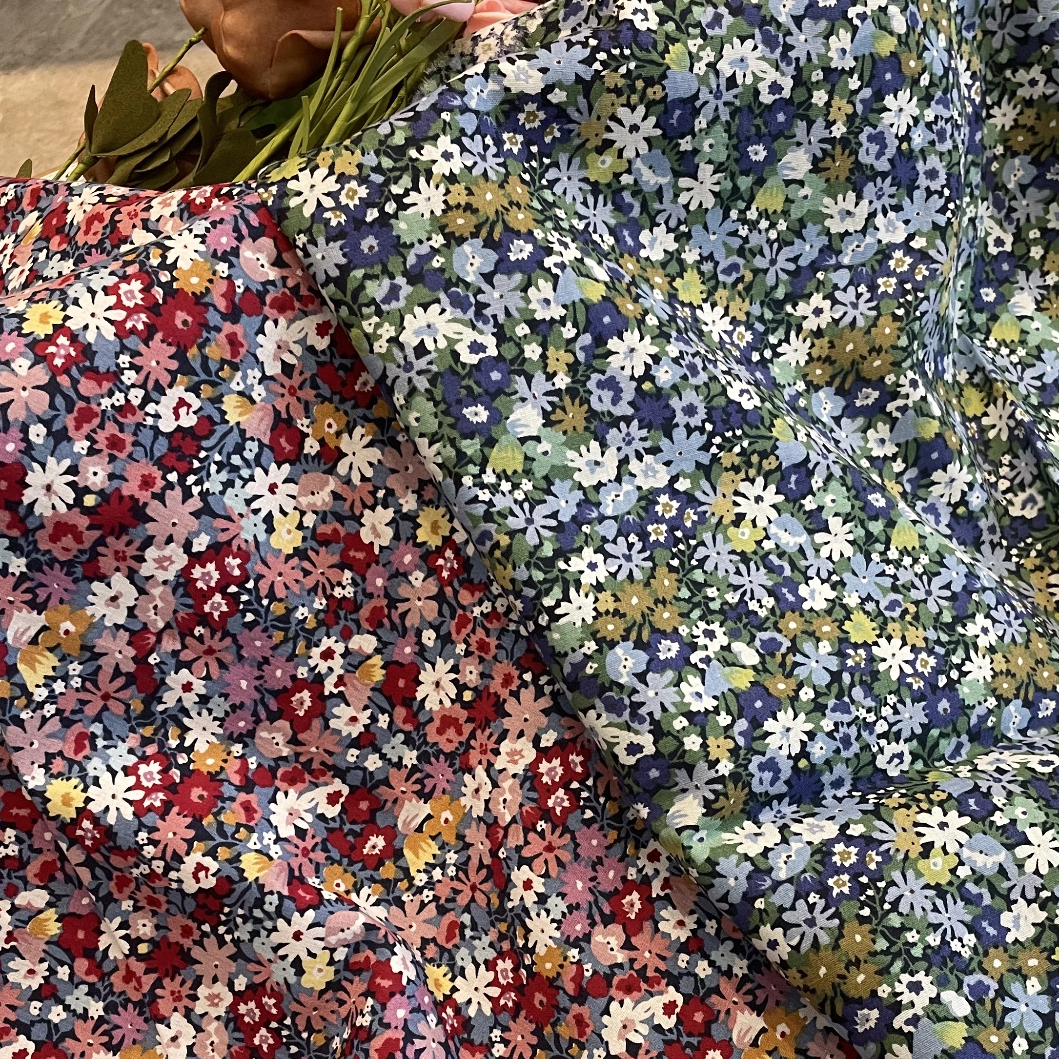 Betsy Flora 40S Tissun 리버티 코튼 원단 어린이를위한 아기 봉제 천 드레스 스커트 DIY 수제 디자이너 패치 워크 미터 조직