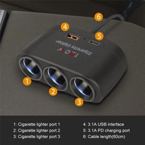 120W 차량용 충전기 담배 라이터 어댑터 듀얼 USB PD 차량용 충전기 아이폰 GPS Dashcam에 대 한 빠른 충전 소켓 플러그 어댑터